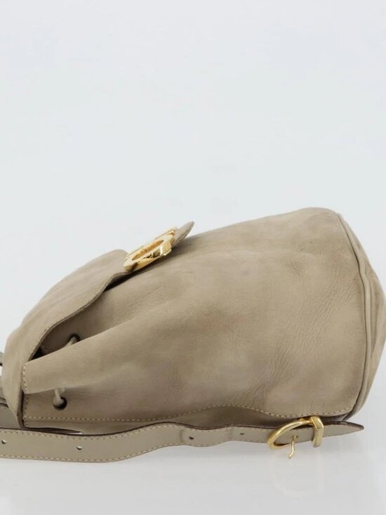 Salvatore Ferragamo Gancini Backpack Suede Gray Gold Auth 179844 main image 12